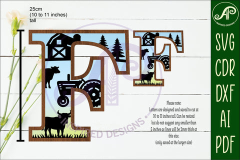 Farm Large F wall Letter 3 layer sign SVG APInspireddesigns 