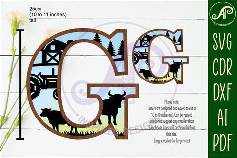 Farm Large G wall Letter 3 layer sign SVG APInspireddesigns 