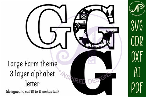 Farm Large G wall Letter 3 layer sign SVG APInspireddesigns 