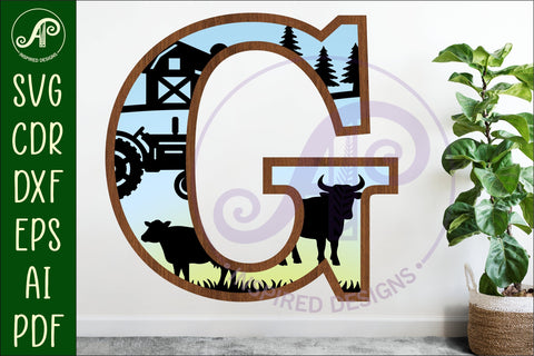 Farm Large G wall Letter 3 layer sign SVG APInspireddesigns 