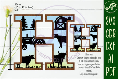 Farm Large H wall Letter 3 layer sign SVG APInspireddesigns 