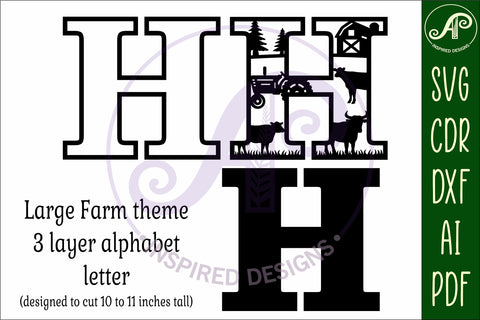 Farm Large H wall Letter 3 layer sign SVG APInspireddesigns 