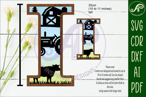 Farm Large I wall Letter 3 layer sign SVG APInspireddesigns 