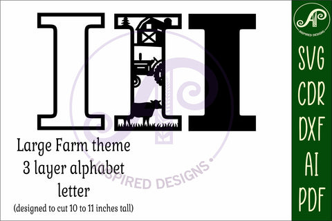 Farm Large I wall Letter 3 layer sign SVG APInspireddesigns 