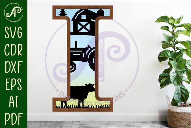 Farm Large I wall Letter 3 layer sign SVG APInspireddesigns 