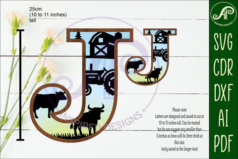 Farm Large J wall Letter 3 layer sign SVG APInspireddesigns 