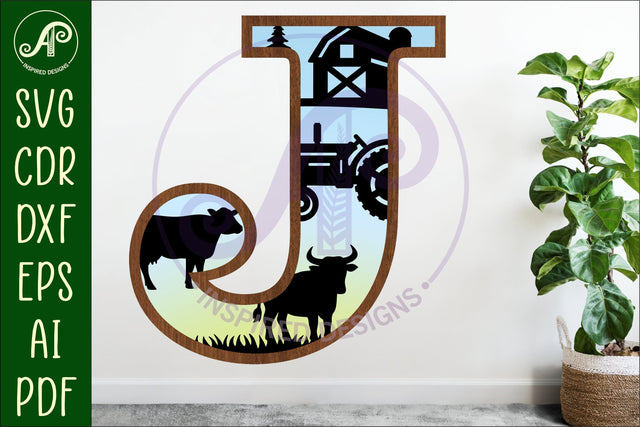 Farm Large J wall Letter 3 layer sign SVG APInspireddesigns 