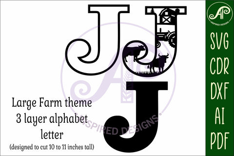 Farm Large J wall Letter 3 layer sign SVG APInspireddesigns 