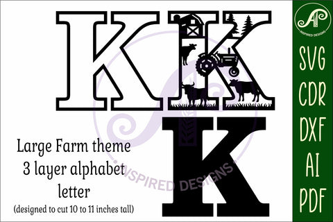 Farm Large K wall Letter 3 layer sign SVG APInspireddesigns 