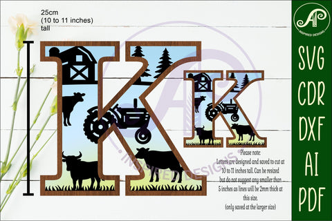 Farm Large K wall Letter 3 layer sign SVG APInspireddesigns 