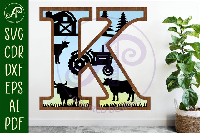 Farm Large K wall Letter 3 layer sign SVG APInspireddesigns 