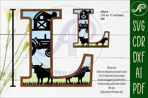 Farm Large L wall Letter 3 layer sign SVG APInspireddesigns 