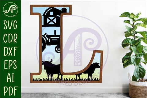 Farm Large L wall Letter 3 layer sign SVG APInspireddesigns 