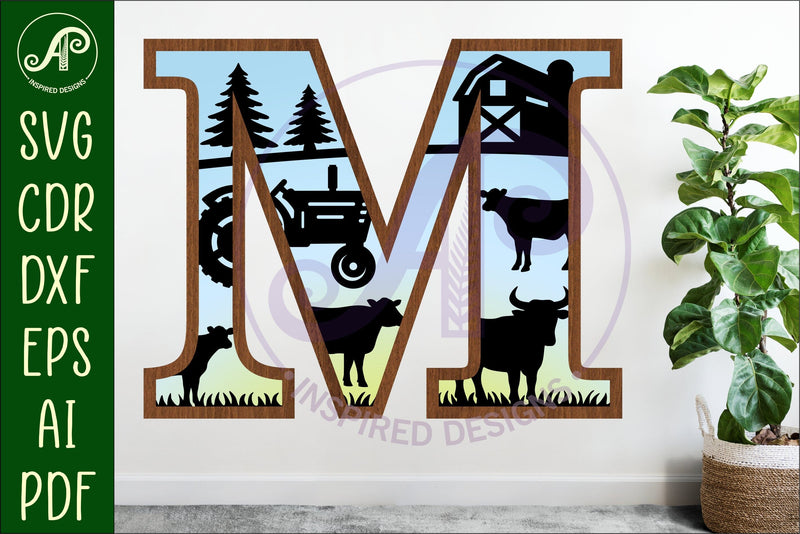 Farm Large M wall Letter 3 layer sign SVG APInspireddesigns 