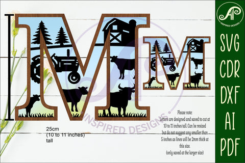 Farm Large M wall Letter 3 layer sign SVG APInspireddesigns 