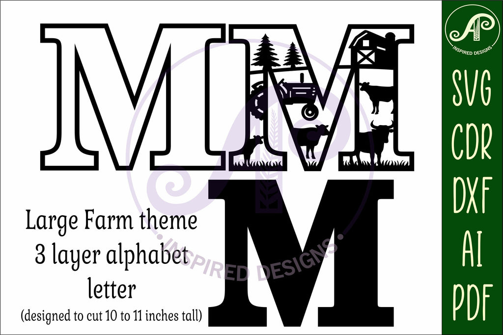 Farm Large M wall Letter 3 layer sign - So Fontsy