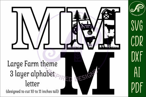 Farm Large M wall Letter 3 layer sign SVG APInspireddesigns 