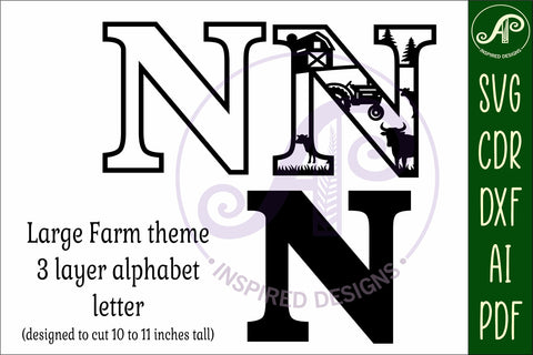 Farm Large N wall Letter 3 layer sign SVG APInspireddesigns 