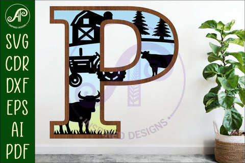 Farm Large P wall Letter 3 layer sign SVG APInspireddesigns 