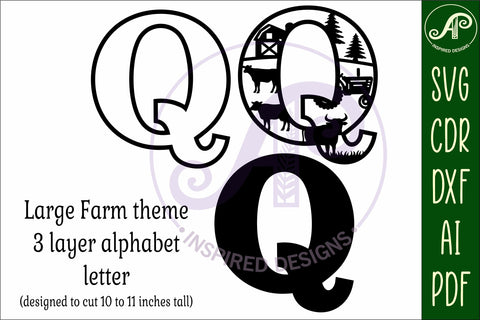 Farm Large Q wall Letter 3 layer sign SVG APInspireddesigns 