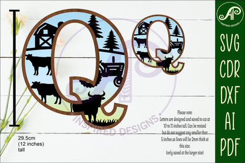 Farm Large Q wall Letter 3 layer sign SVG APInspireddesigns 