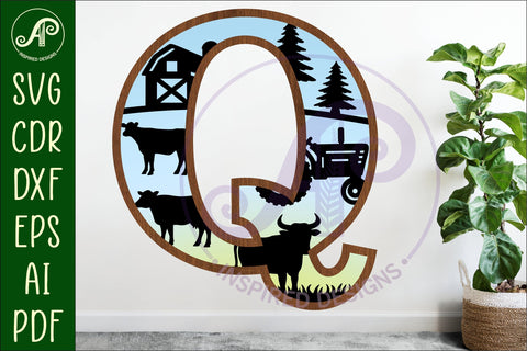 Farm Large Q wall Letter 3 layer sign SVG APInspireddesigns 
