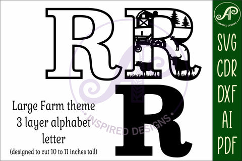 Farm Large R wall Letter 3 layer sign SVG APInspireddesigns 