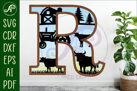 Farm Large R wall Letter 3 layer sign SVG APInspireddesigns 