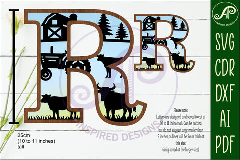 Farm Large R wall Letter 3 layer sign SVG APInspireddesigns 
