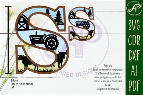 Farm Large S wall Letter 3 layer sign SVG APInspireddesigns 