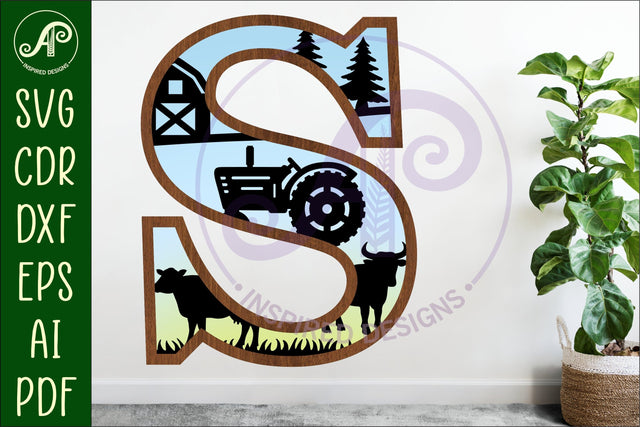 Farm Large S wall Letter 3 layer sign SVG APInspireddesigns 