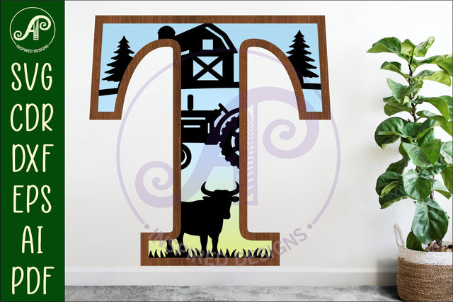 Farm Large T wall Letter 3 layer sign SVG APInspireddesigns 
