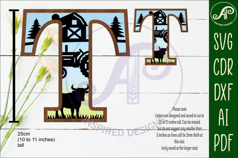 Farm Large T wall Letter 3 layer sign SVG APInspireddesigns 