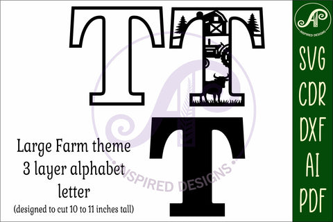 Farm Large T wall Letter 3 layer sign SVG APInspireddesigns 