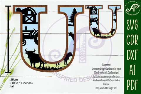 Farm Large U wall Letter 3 layer sign SVG APInspireddesigns 