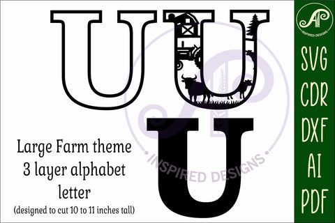 Farm Large U wall Letter 3 layer sign SVG APInspireddesigns 