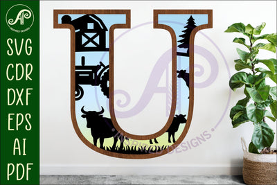Farm Large U wall Letter 3 layer sign SVG APInspireddesigns 