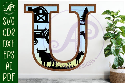 Farm Large U wall Letter 3 layer sign SVG APInspireddesigns 
