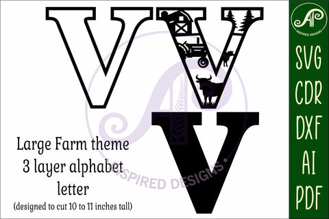 Farm Large V wall Letter 3 layer sign SVG APInspireddesigns 