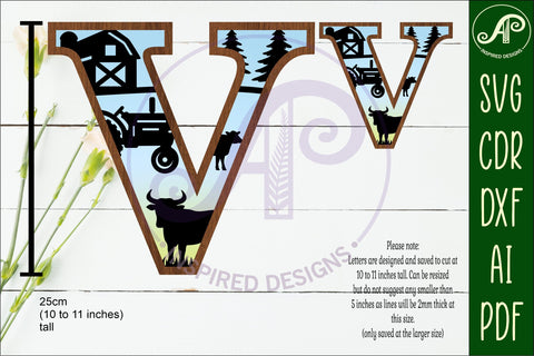 Farm Large V wall Letter 3 layer sign SVG APInspireddesigns 