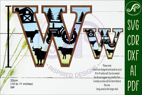 Farm Large W wall Letter 3 layer sign SVG APInspireddesigns 