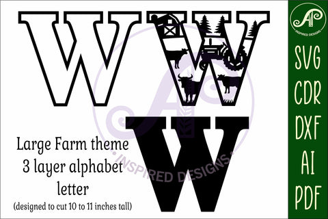 Farm Large W wall Letter 3 layer sign SVG APInspireddesigns 
