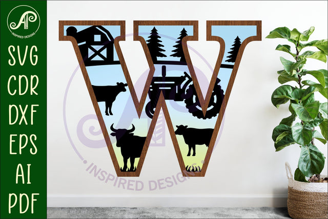 Farm Large W wall Letter 3 layer sign SVG APInspireddesigns 