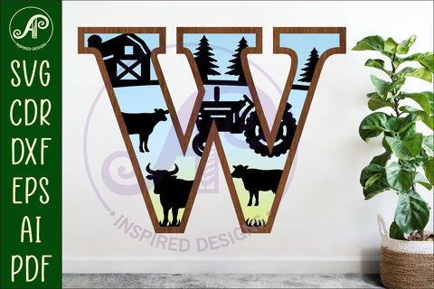 Farm Large W wall Letter 3 layer sign SVG APInspireddesigns 