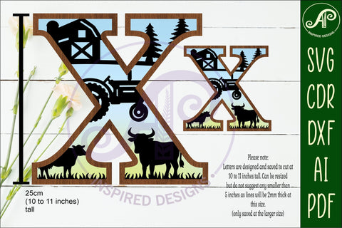 Farm Large X wall Letter 3 layer sign SVG APInspireddesigns 
