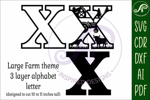 Farm Large X wall Letter 3 layer sign SVG APInspireddesigns 