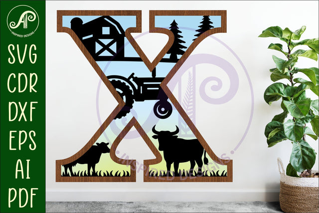 Farm Large X wall Letter 3 layer sign SVG APInspireddesigns 