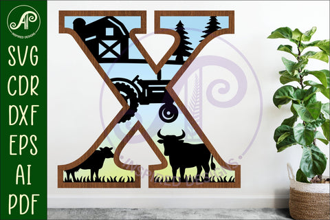 Farm Large X wall Letter 3 layer sign SVG APInspireddesigns 