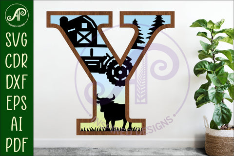 Farm Large Y wall Letter 3 layer sign SVG APInspireddesigns 