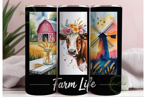 Farm Life 20oz Tumbler Wrap Sublimation PixelChick 